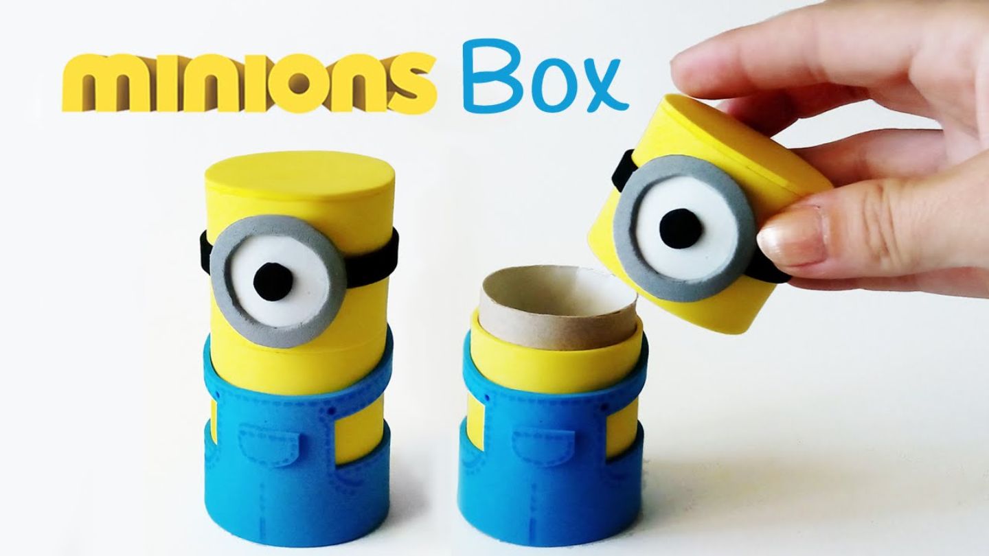 DIY crafts: MINIONS BOX from cardboard tube